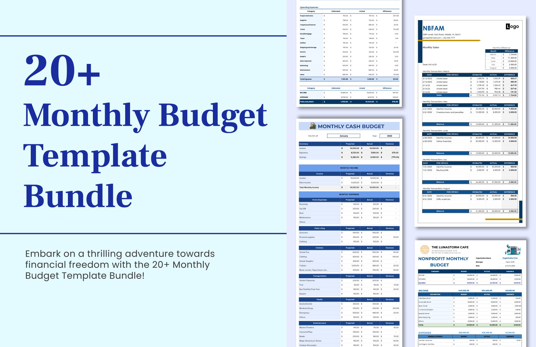 20+ Monthly Budget Template Bundle