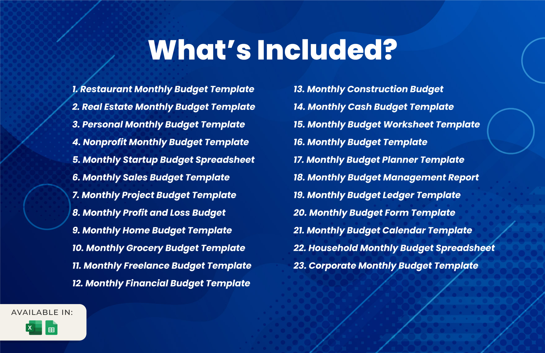 20+ Monthly Budget Template Bundle