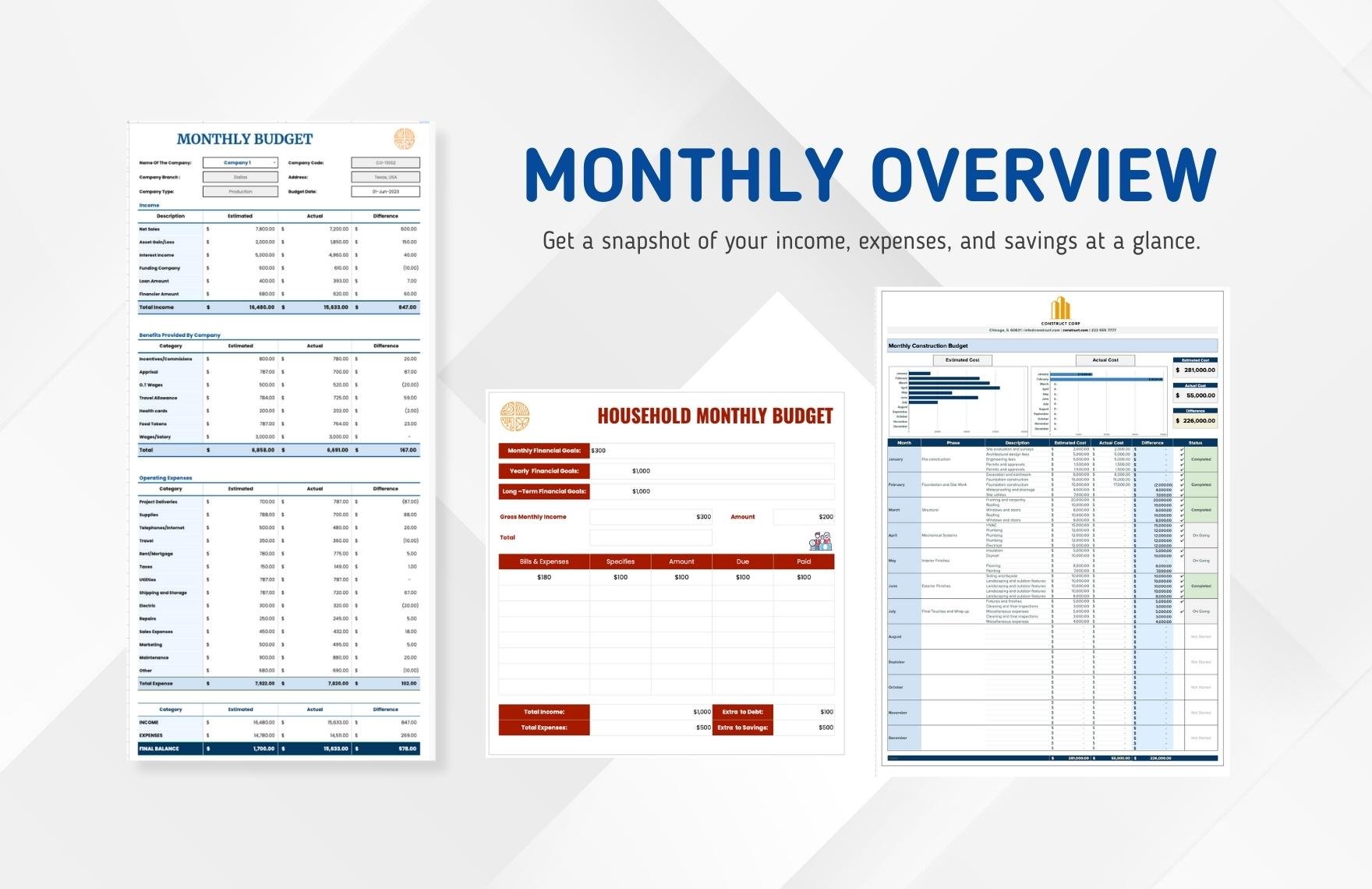  Monthly Budget Template Bundle