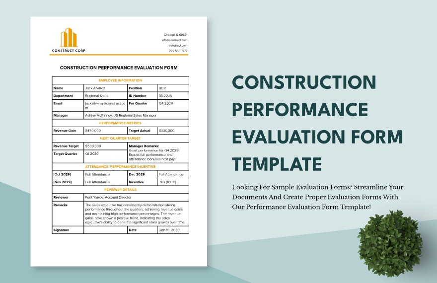 Construction Performance Evaluation Form Template