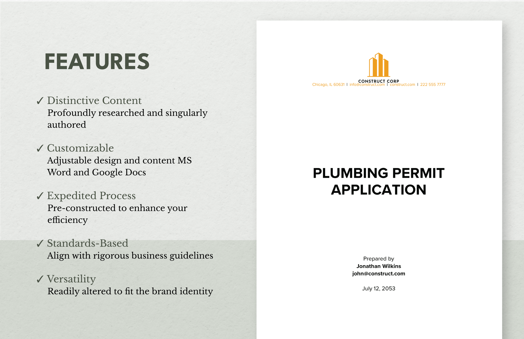Plumbing Permit Application Template