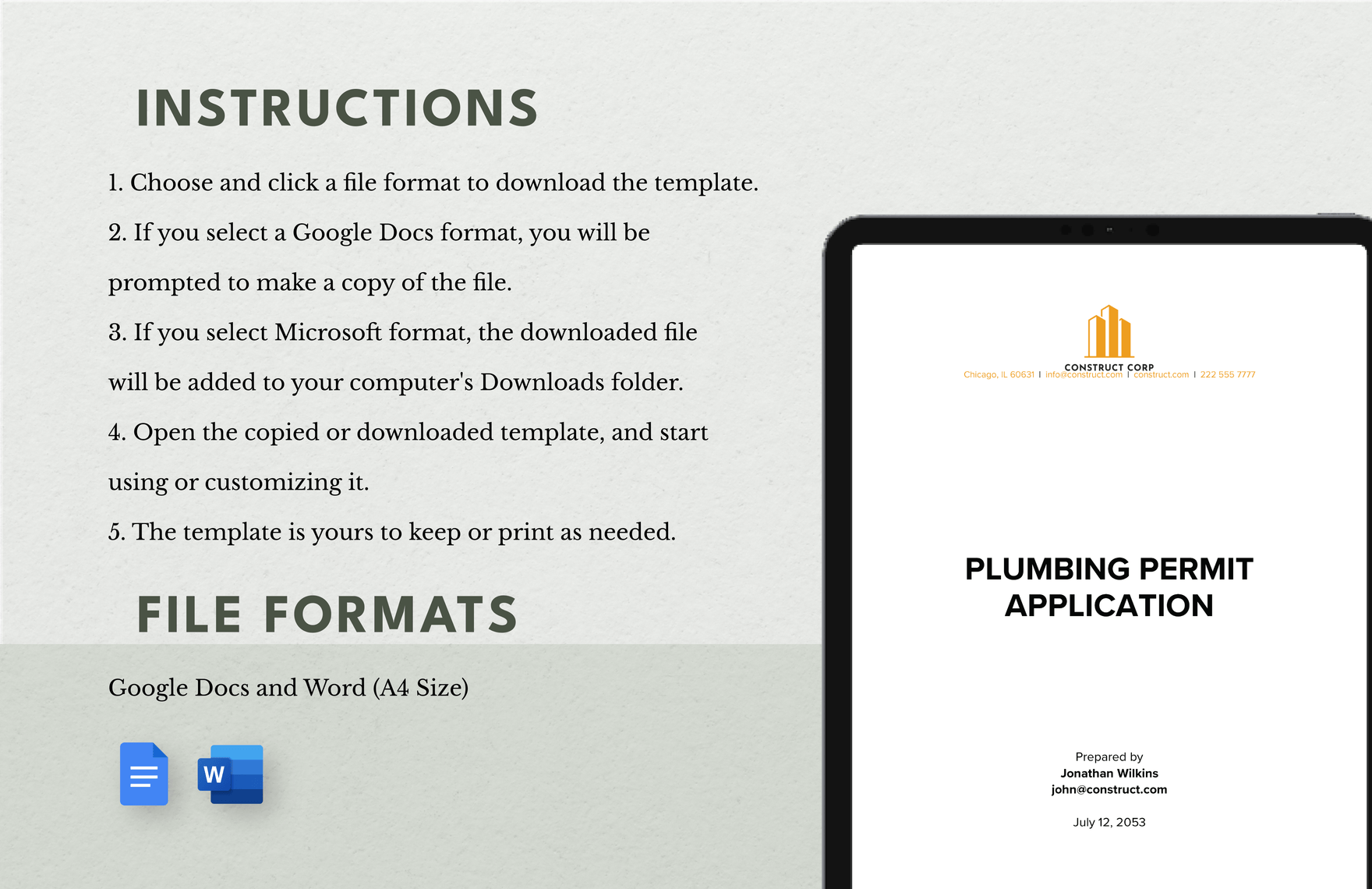 Plumbing Permit Application Template
