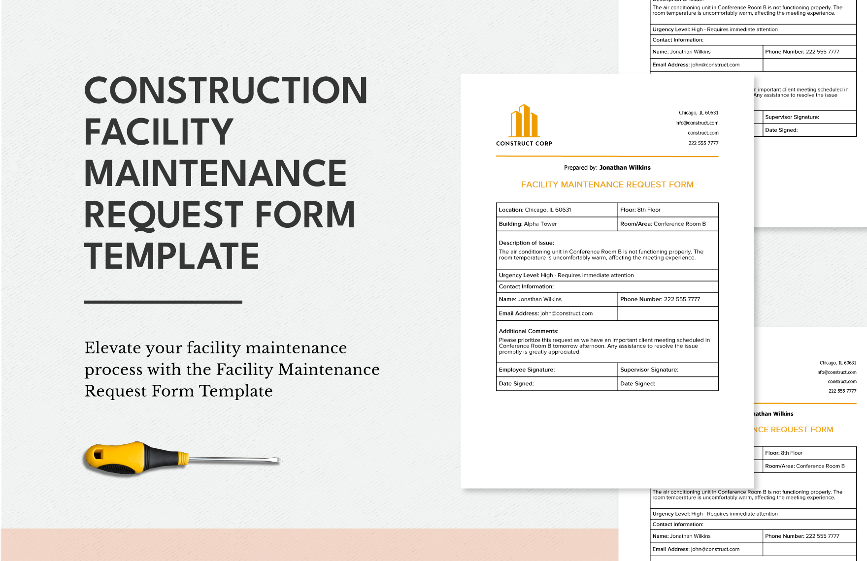 Construction Facility Maintenance Request Form Template