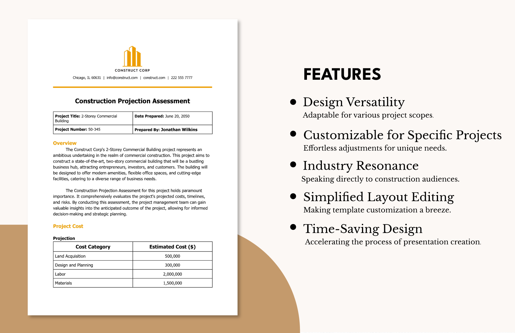 Construction Projection Assessment Template