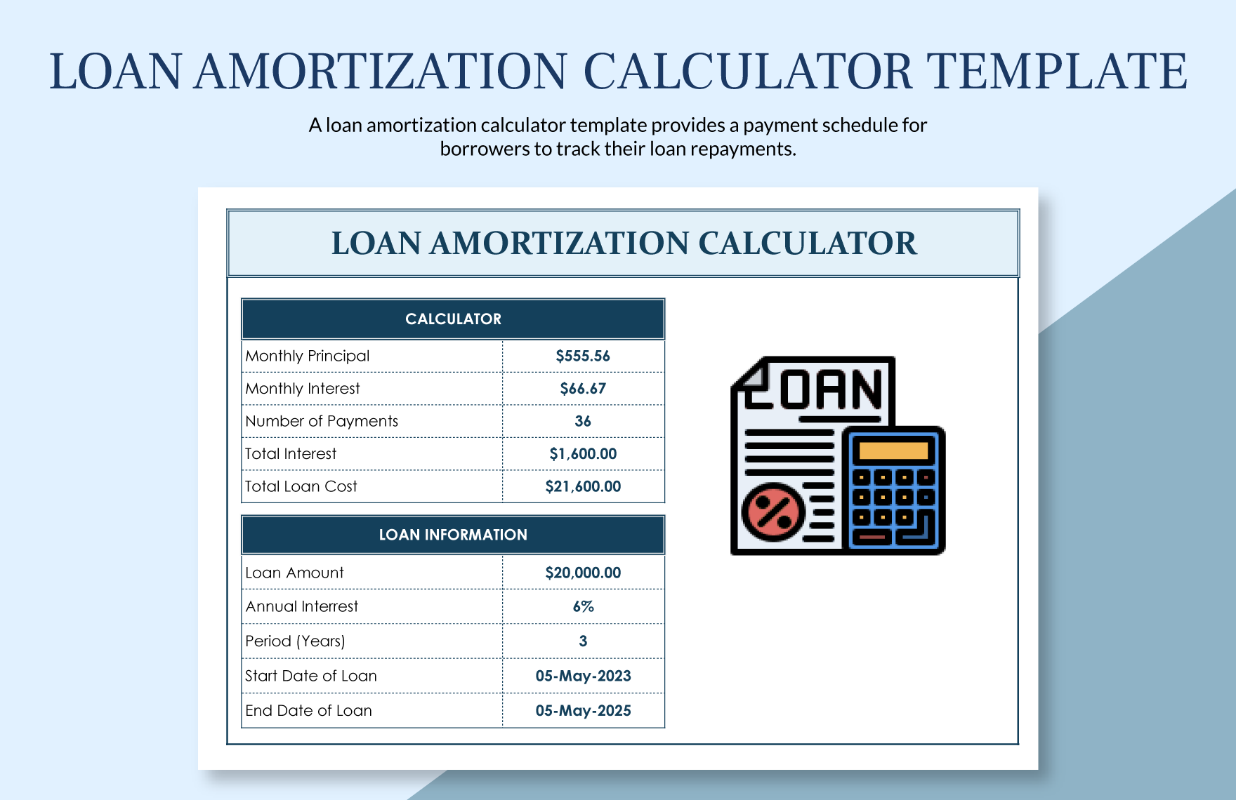 Loan Amortization Calculator Template