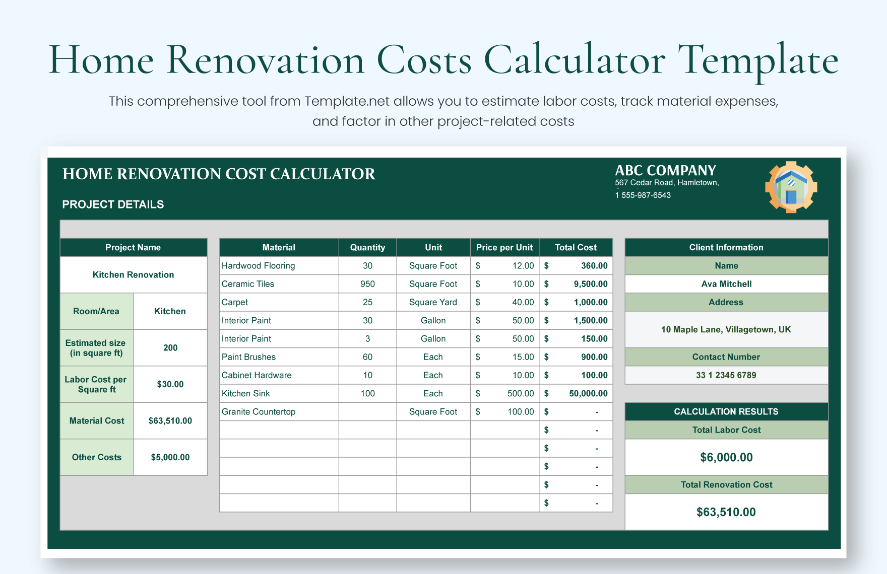 FREE Home Renovation Budget Excel Template Download, 54% OFF