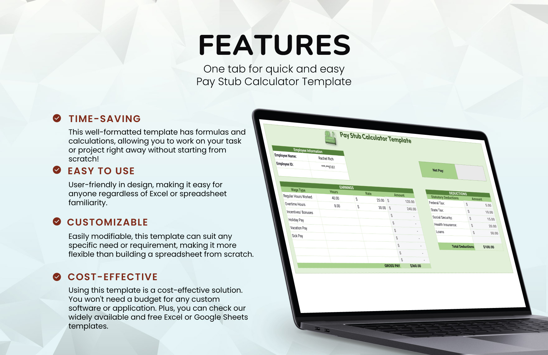 Pay Stub Calculator Template