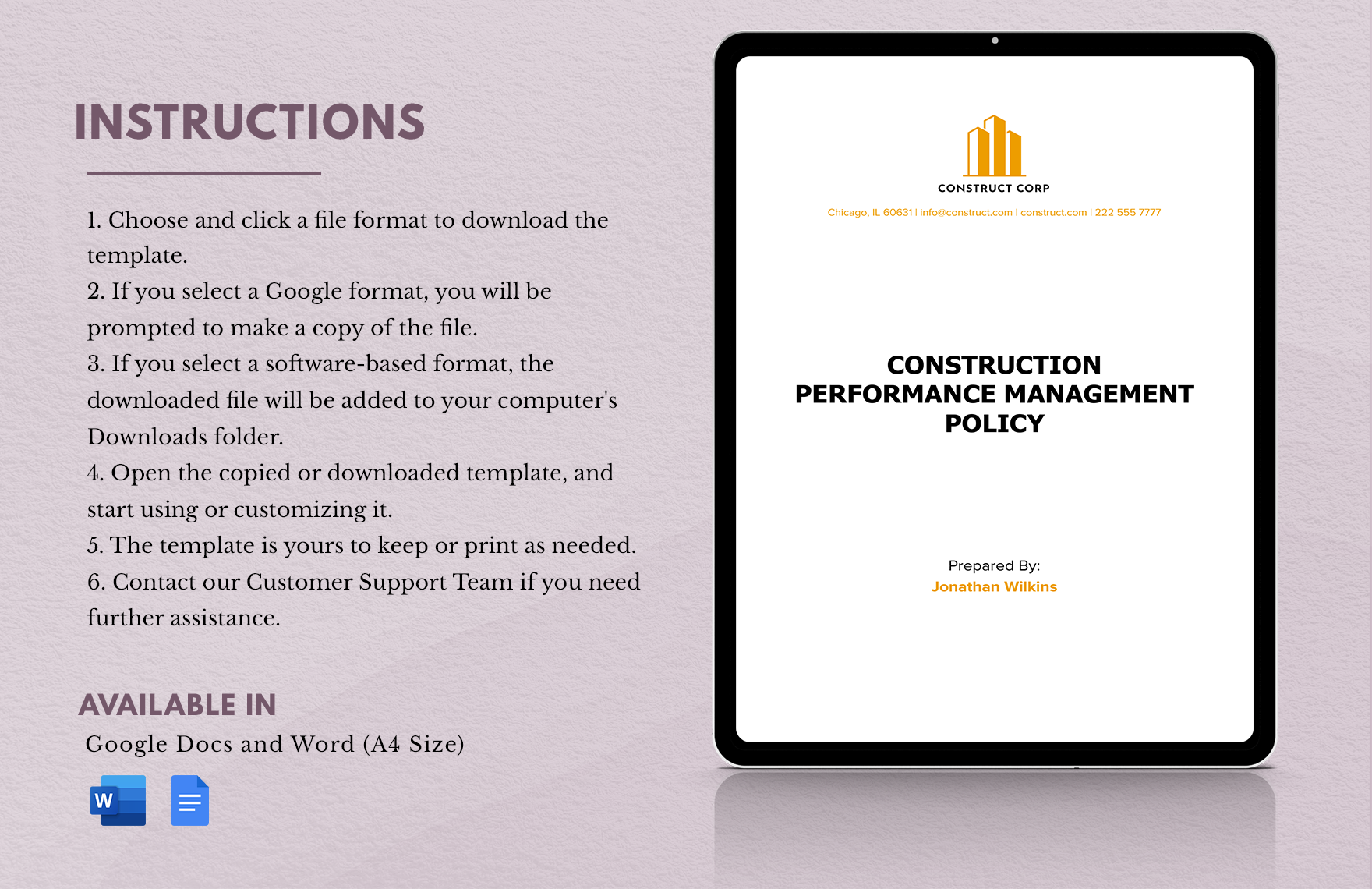 Construction Performance Management Policy Template