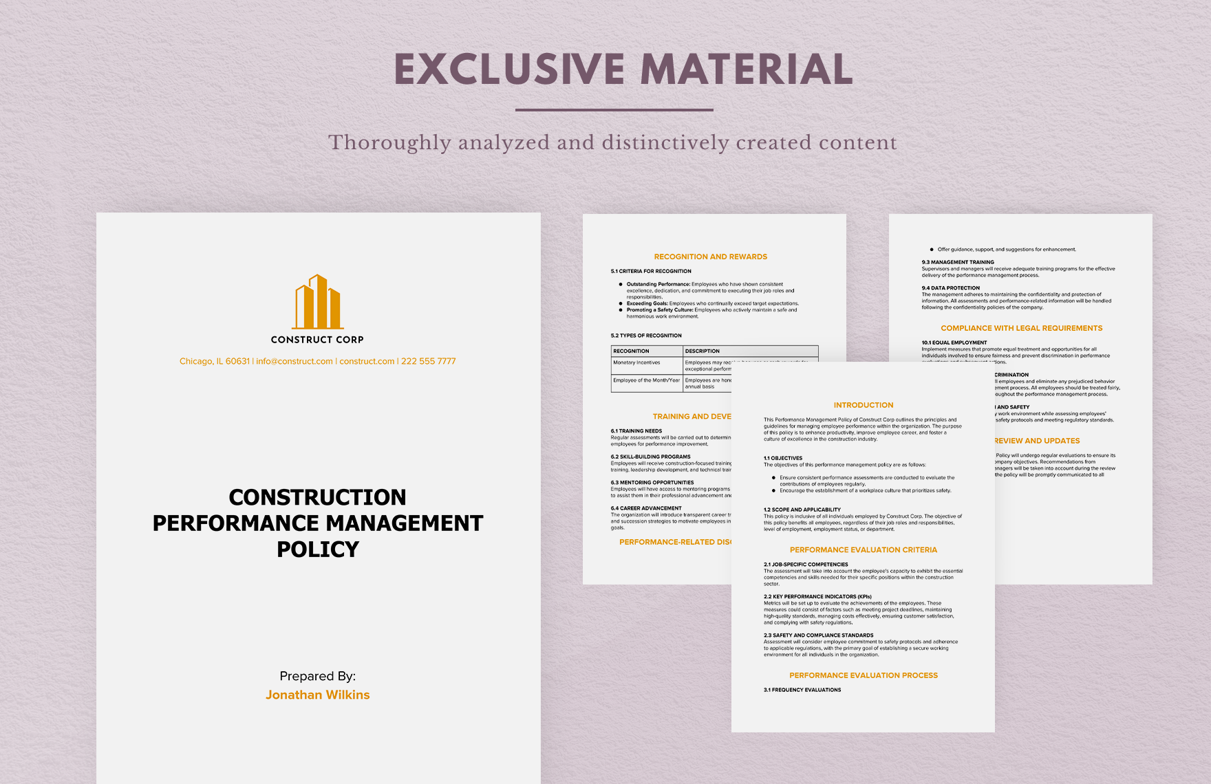 Construction Performance Management Policy Template