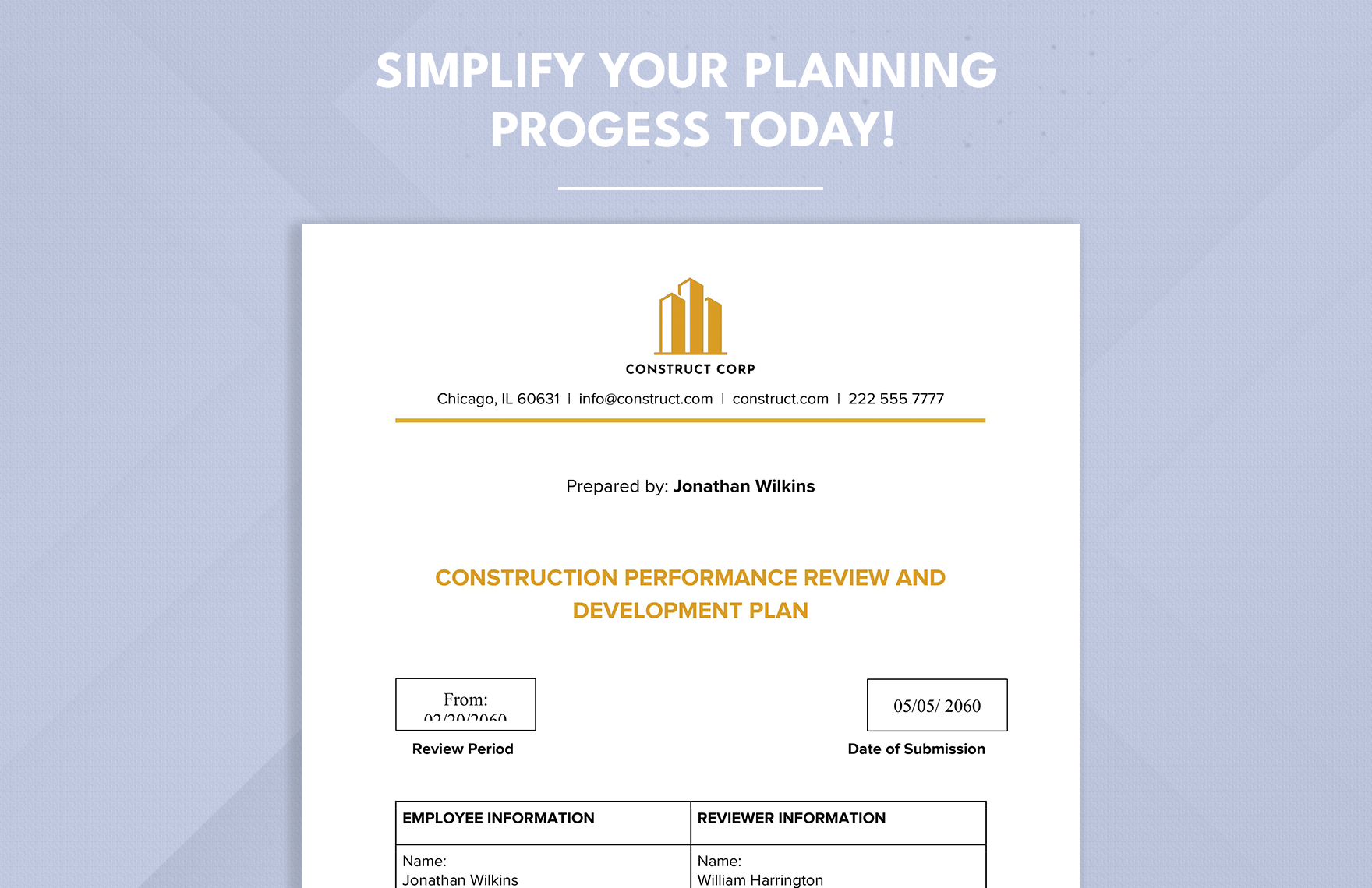 Construction Performance Review and Development Plan