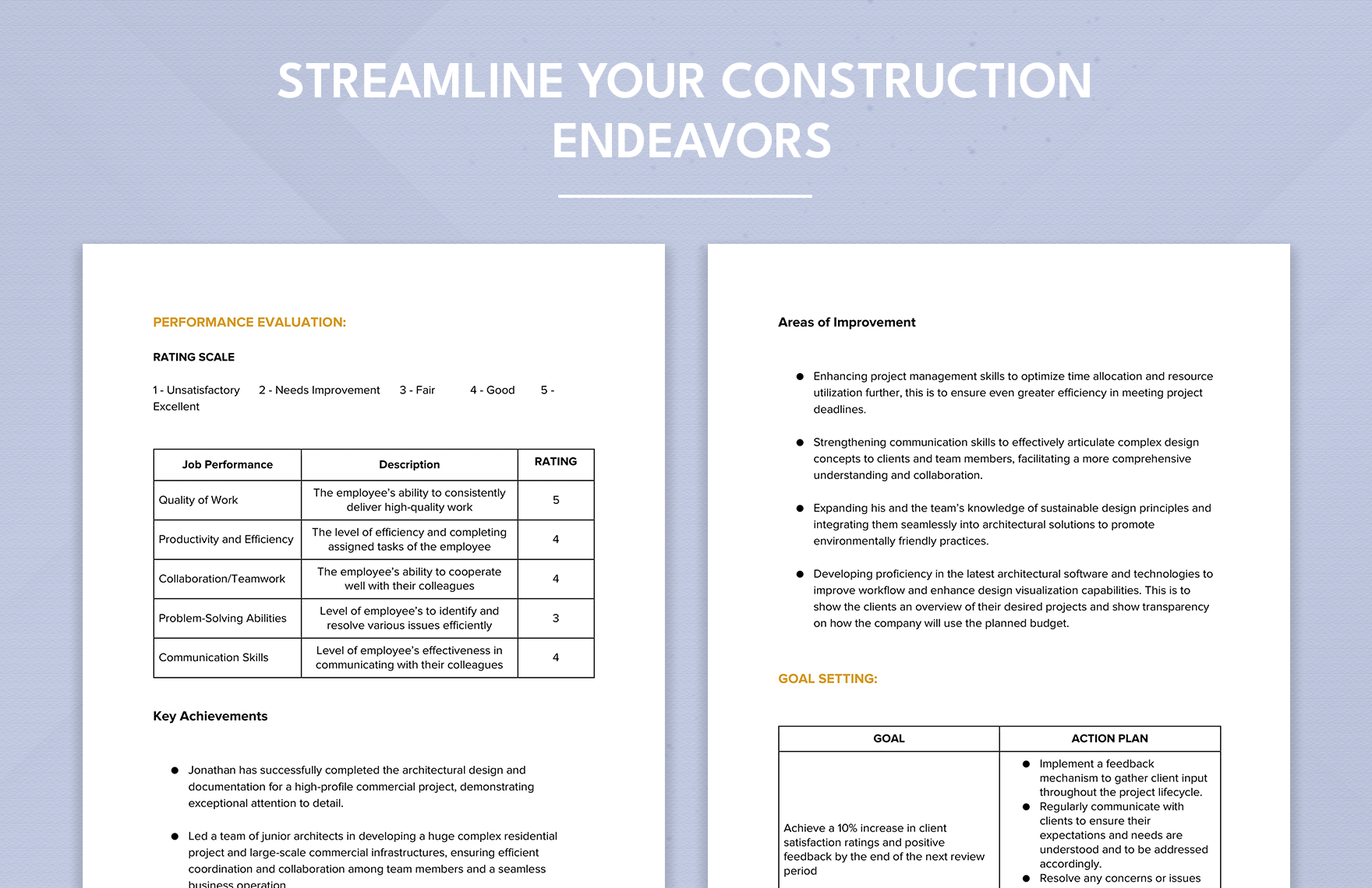 Construction Performance Review and Development Plan