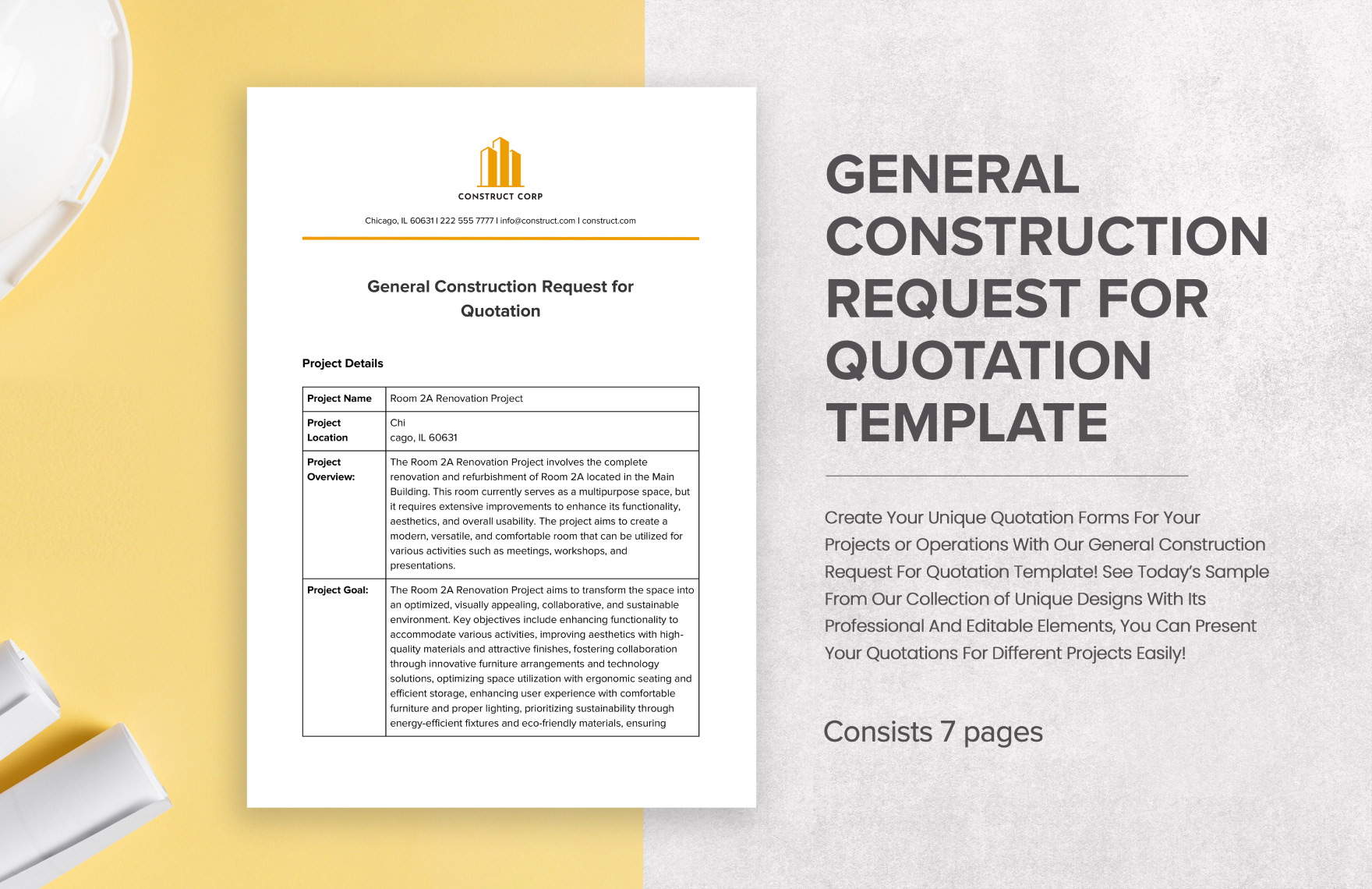 General Construction Request for Quotation Template  in Word, Google Docs, PDF