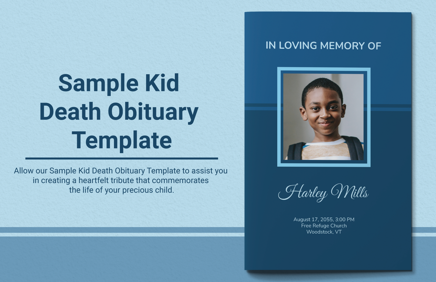 Sample Kid Death Obituary Template