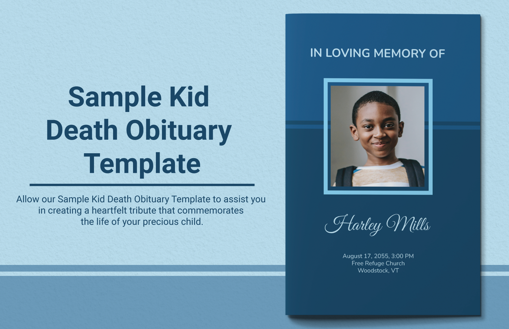 Sample Kid Death Obituary Template in Word, Illustrator, PSD