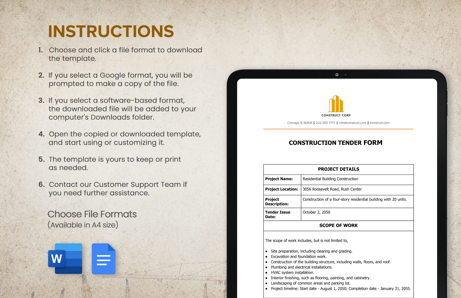Construction Tender Form Template