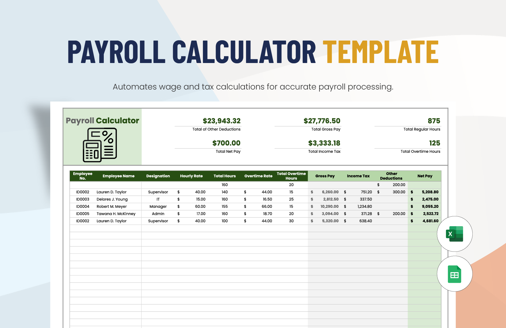 Payroll calculator deals