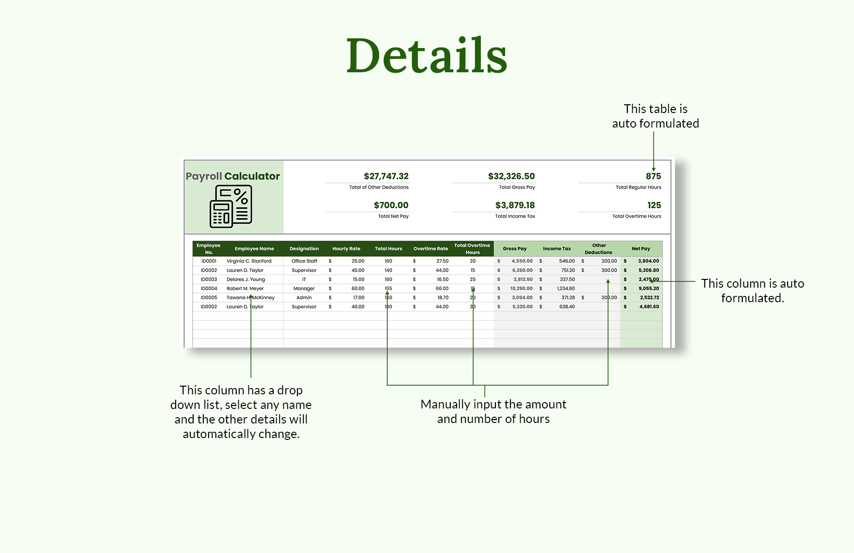 Payroll Calculator Template Download in Excel, Google Sheets