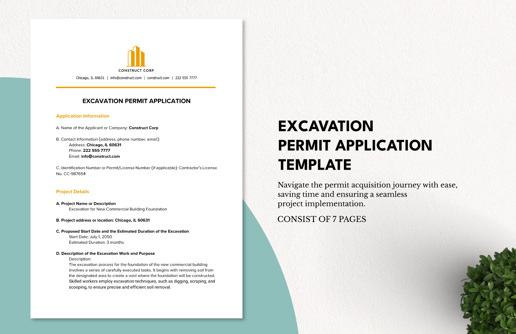 Excavation Permit Application Template