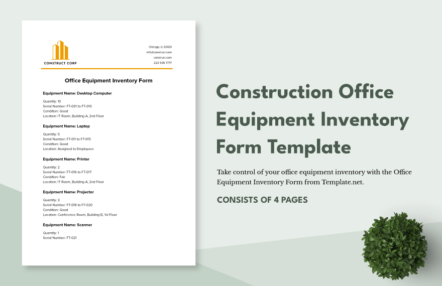 Construction Office Equipment Inventory Form