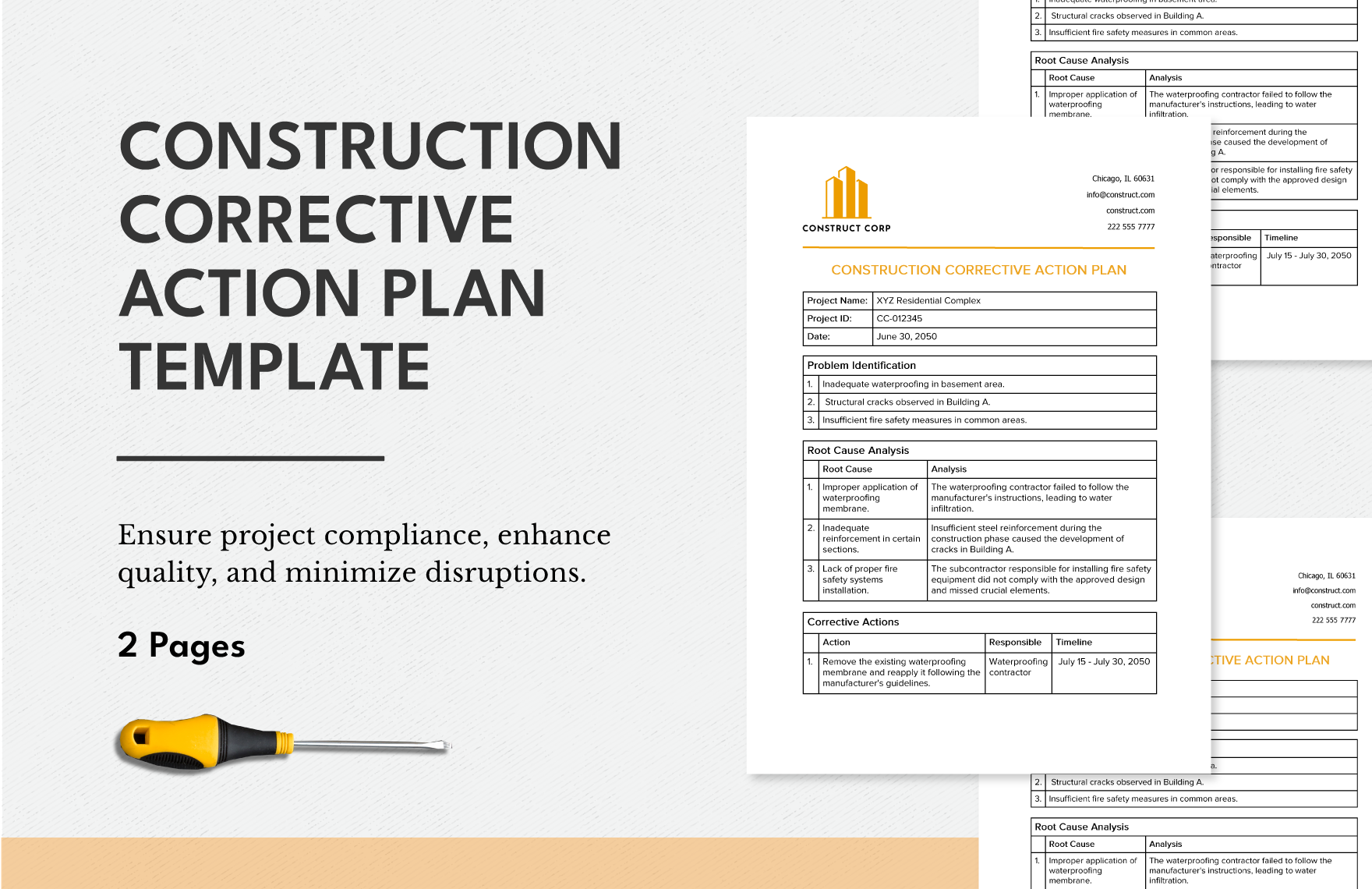 Construction Corrective Action Plan (CAP) Template