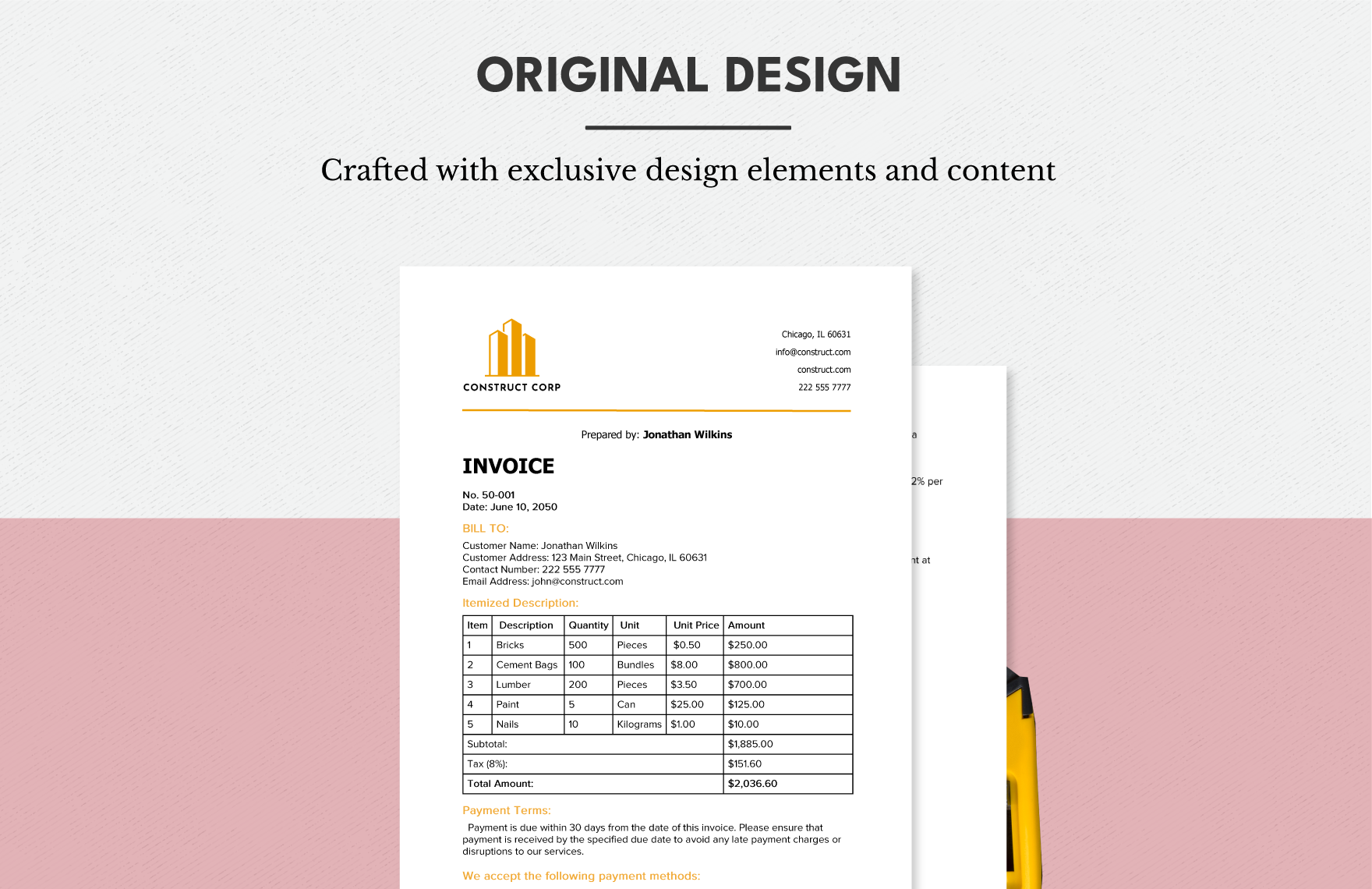Construction Supplier Invoice Template