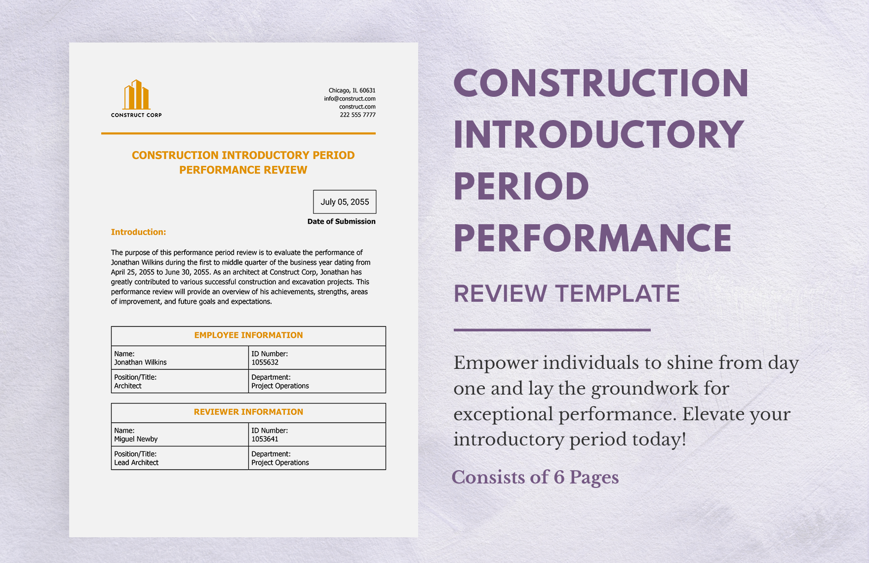 Construction Introductory Period Performance Review Template