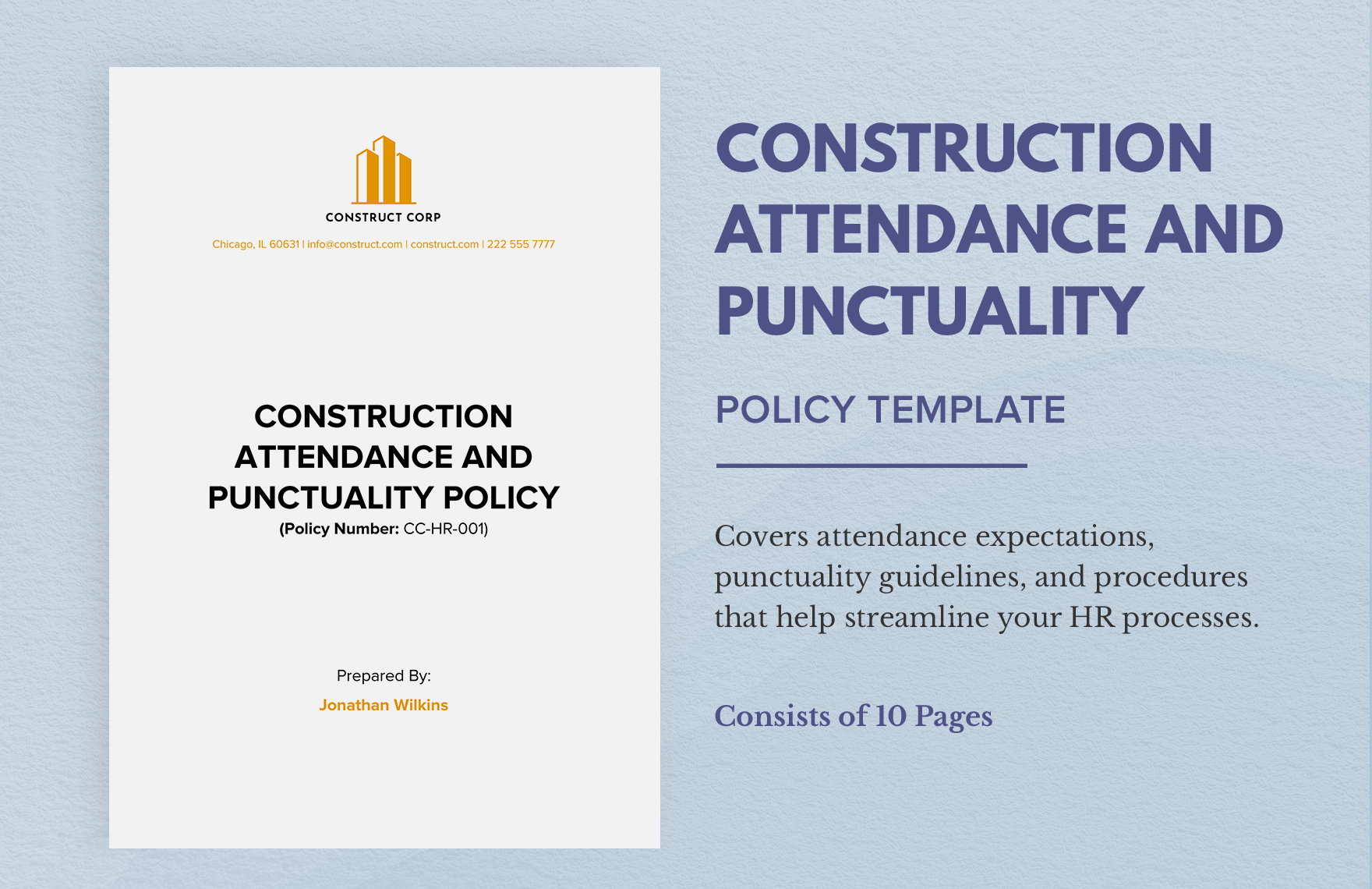 Construction Attendance and Punctuality Policy Template in Word, Google Docs