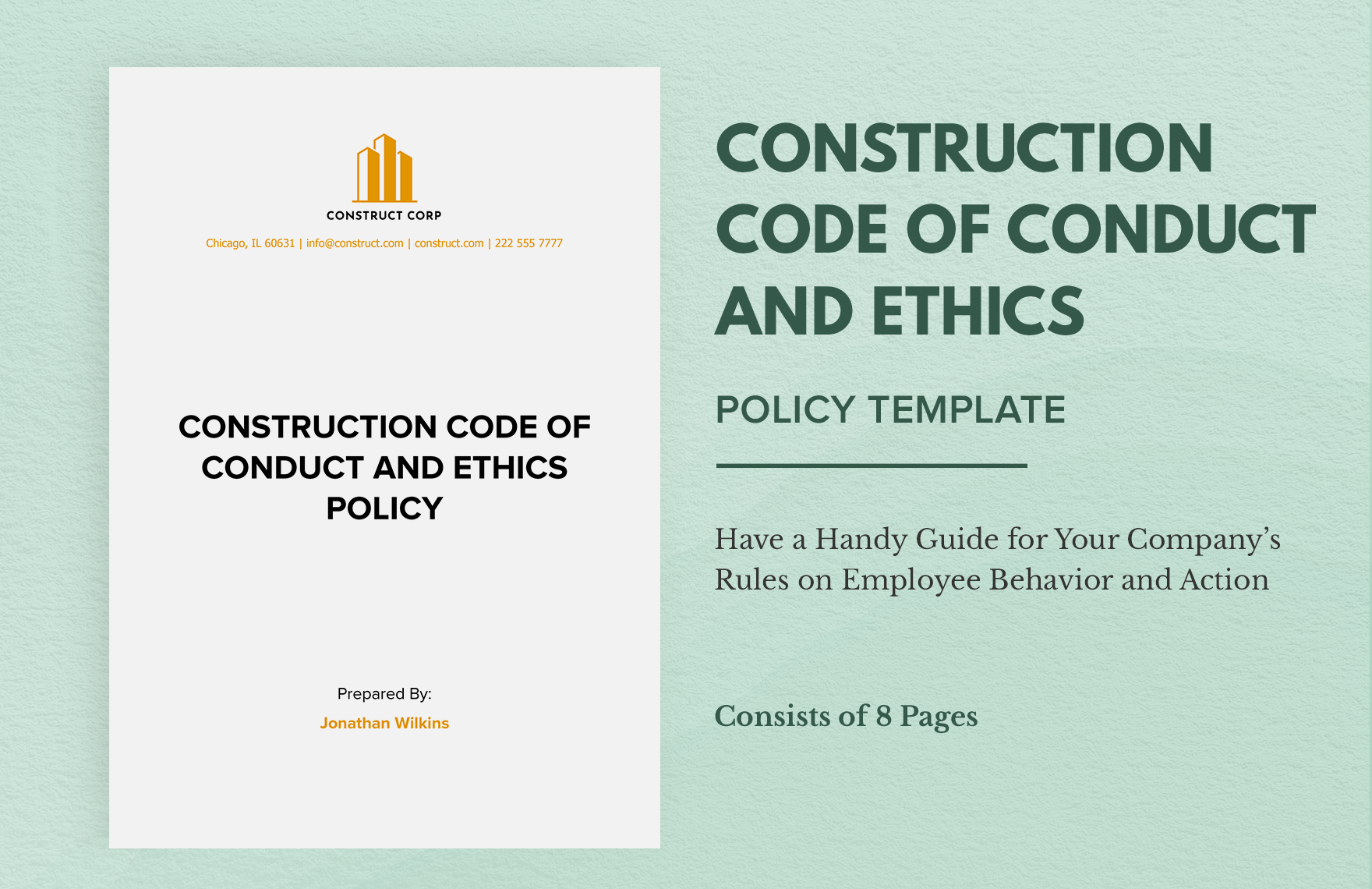 Construction Code of Conduct and Ethics Policy Template in Word, Google Docs