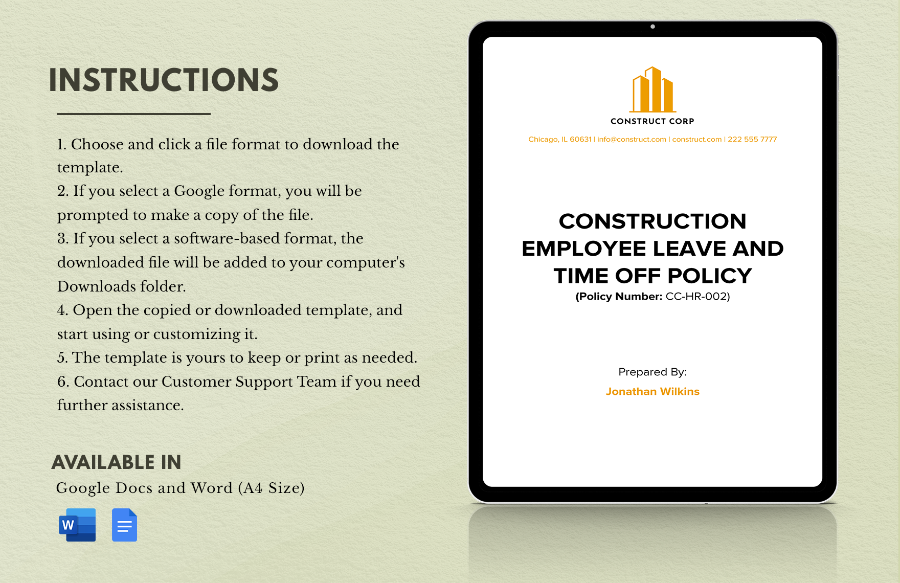 Construction Employee Leave and Time Off Policy Template