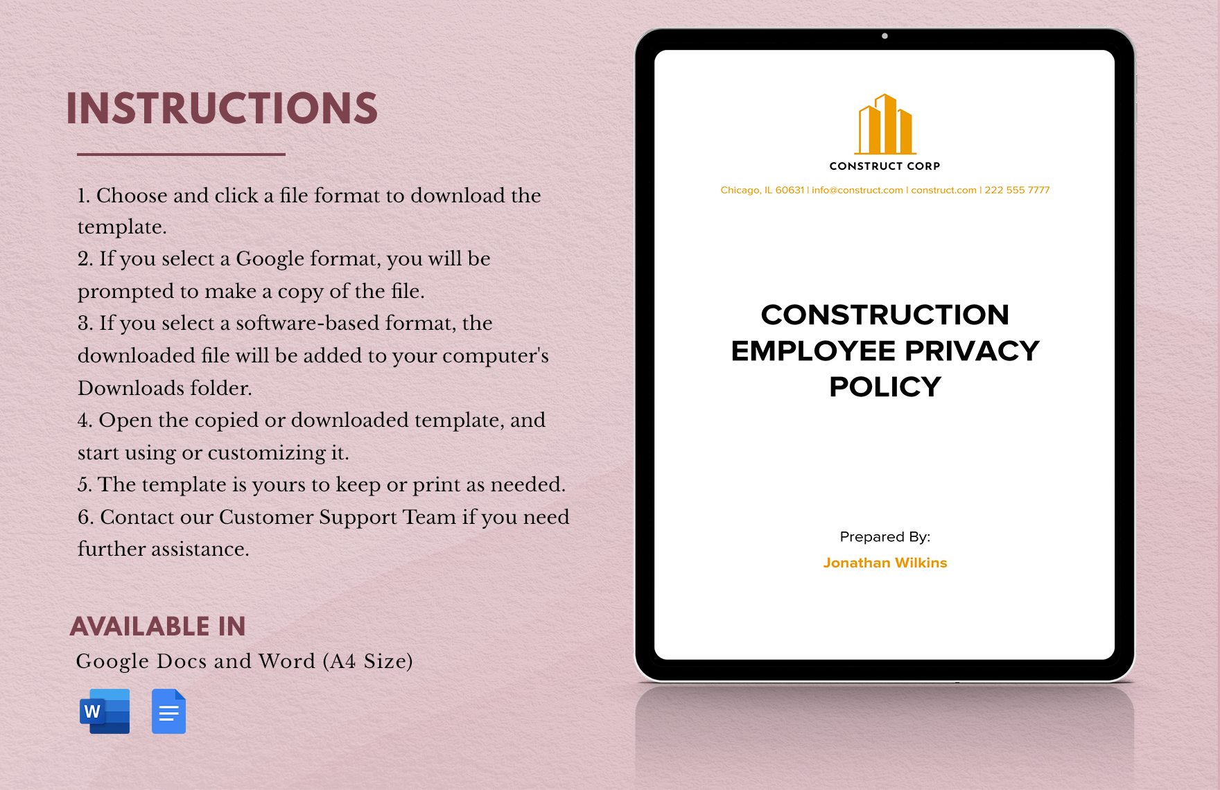Construction Employee Privacy Policy Template