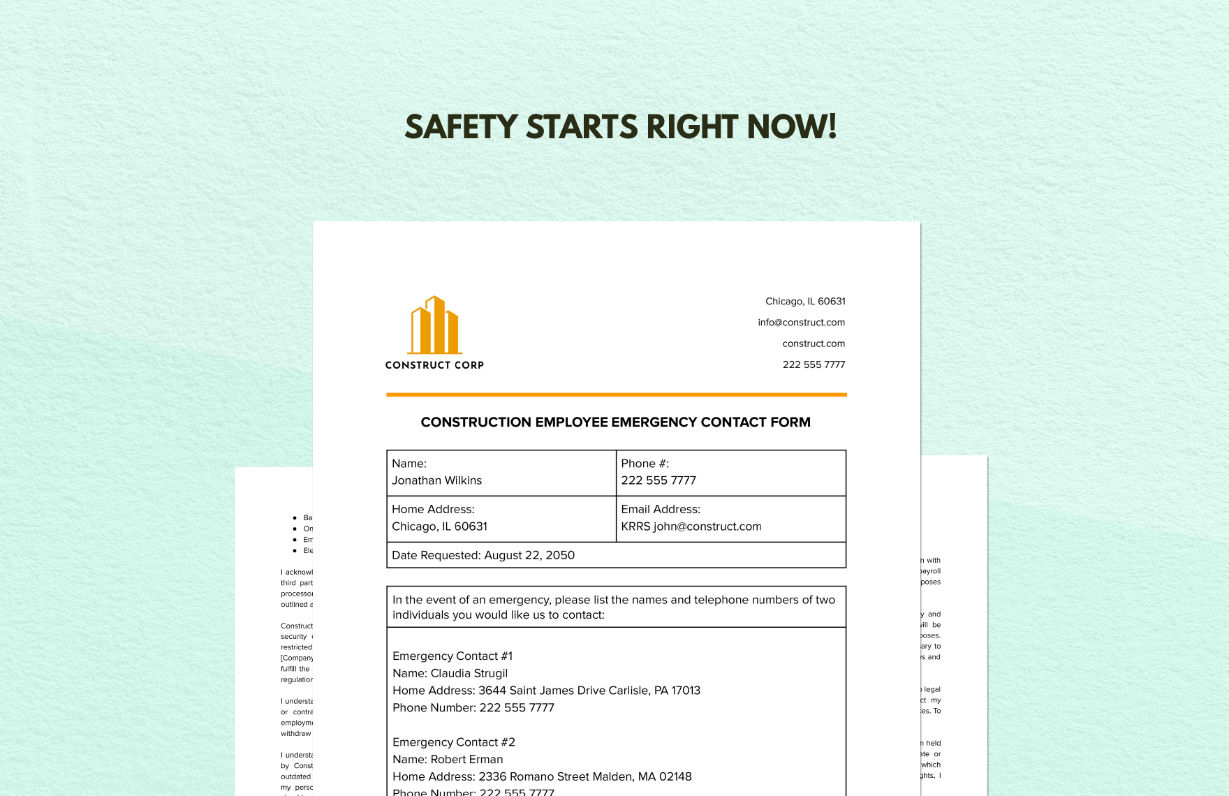 Construction Employee Emergency Contact Form