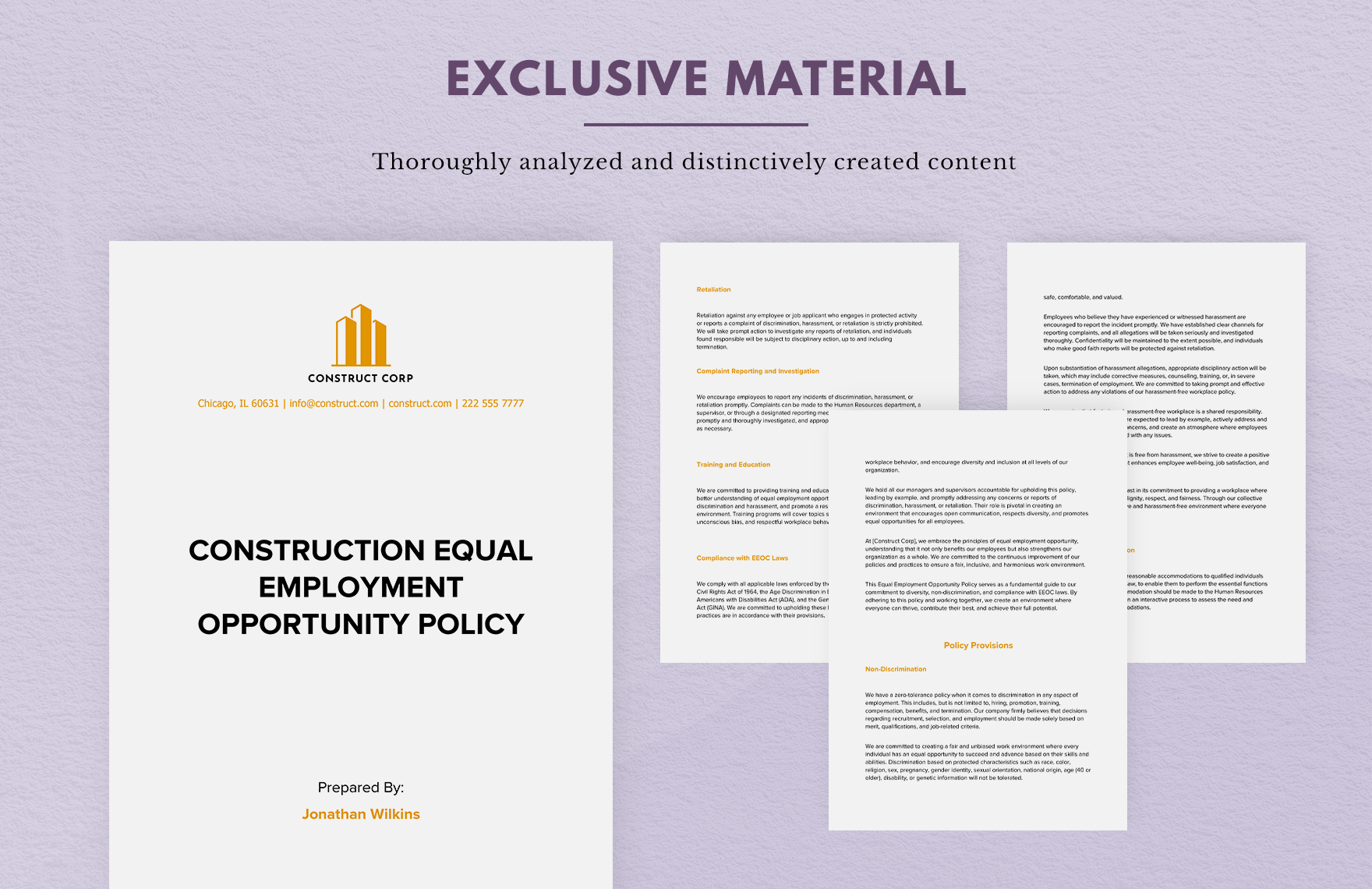 Construction Equal Employment Opportunity Policy Template