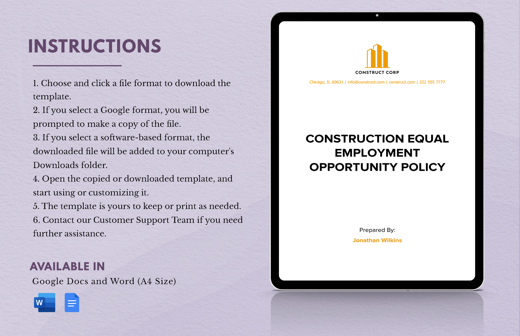 Construction Equal Employment Opportunity Policy Template