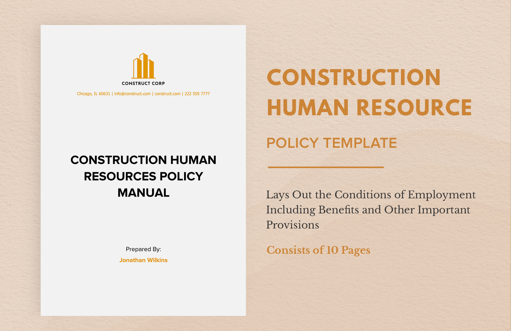 Construction HR Policy Template in Word, Google Docs