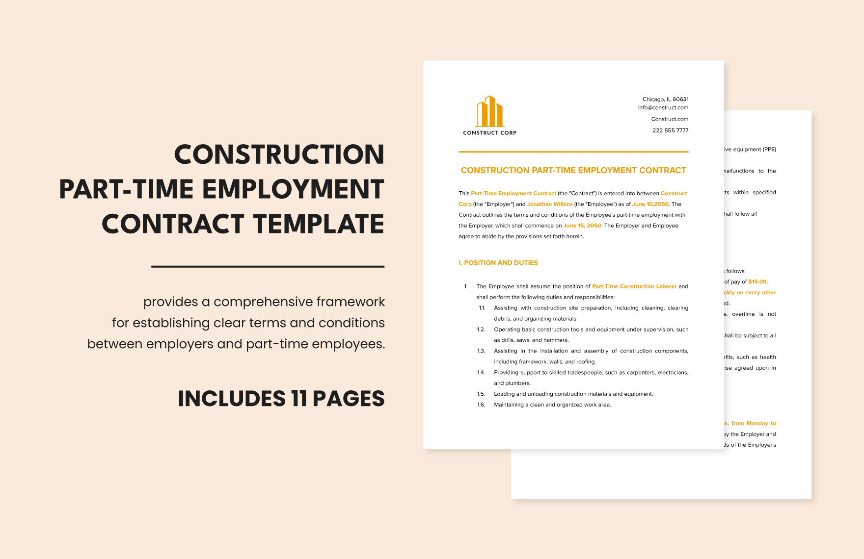 Part Time Employment Contract Template In Word Download Template Part Time Employment Contract Template In Word Download Template