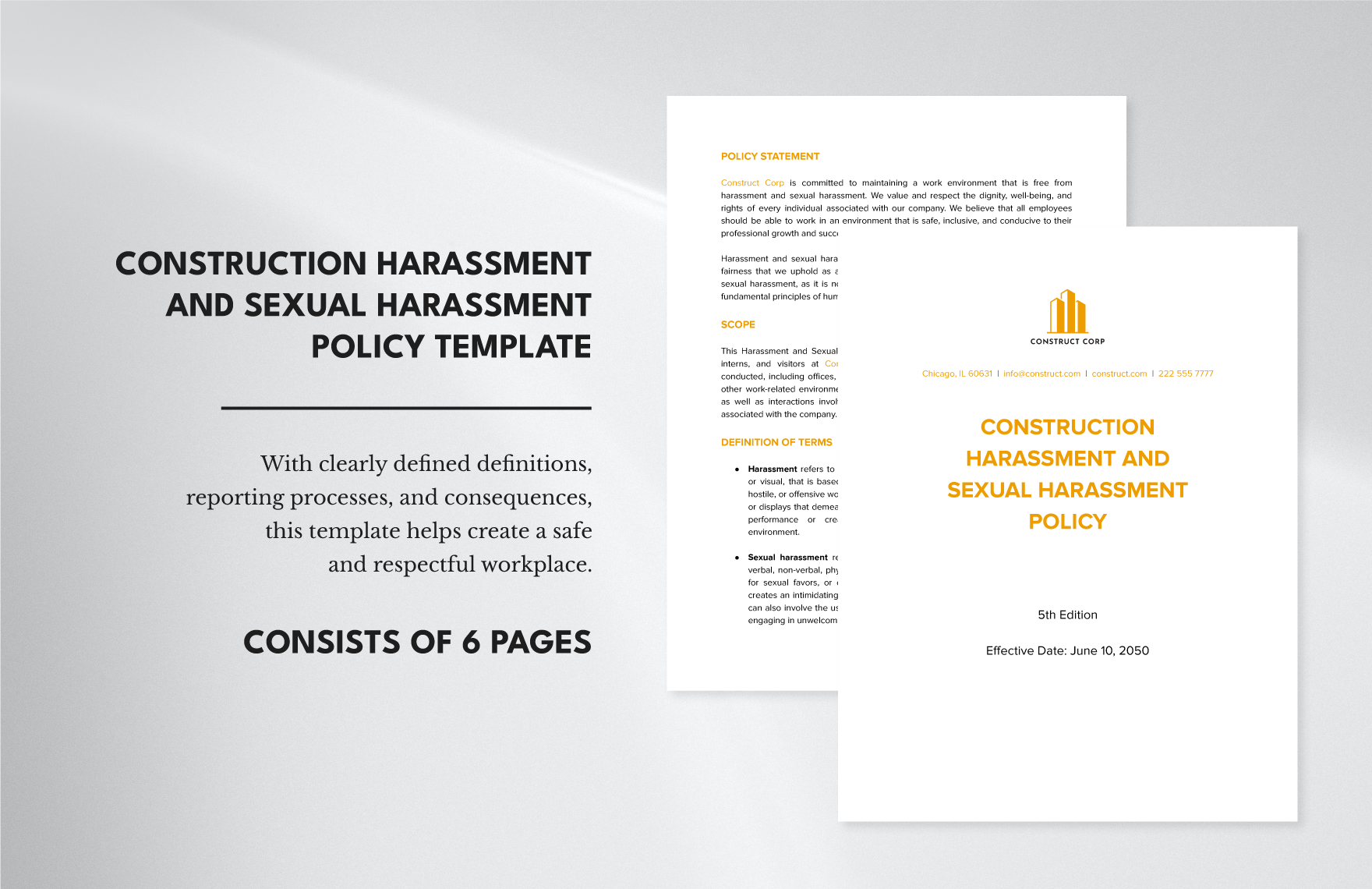 Construction Harassment and Sexual Harassment Policy Template in Word, Google Docs - Download | Template.net