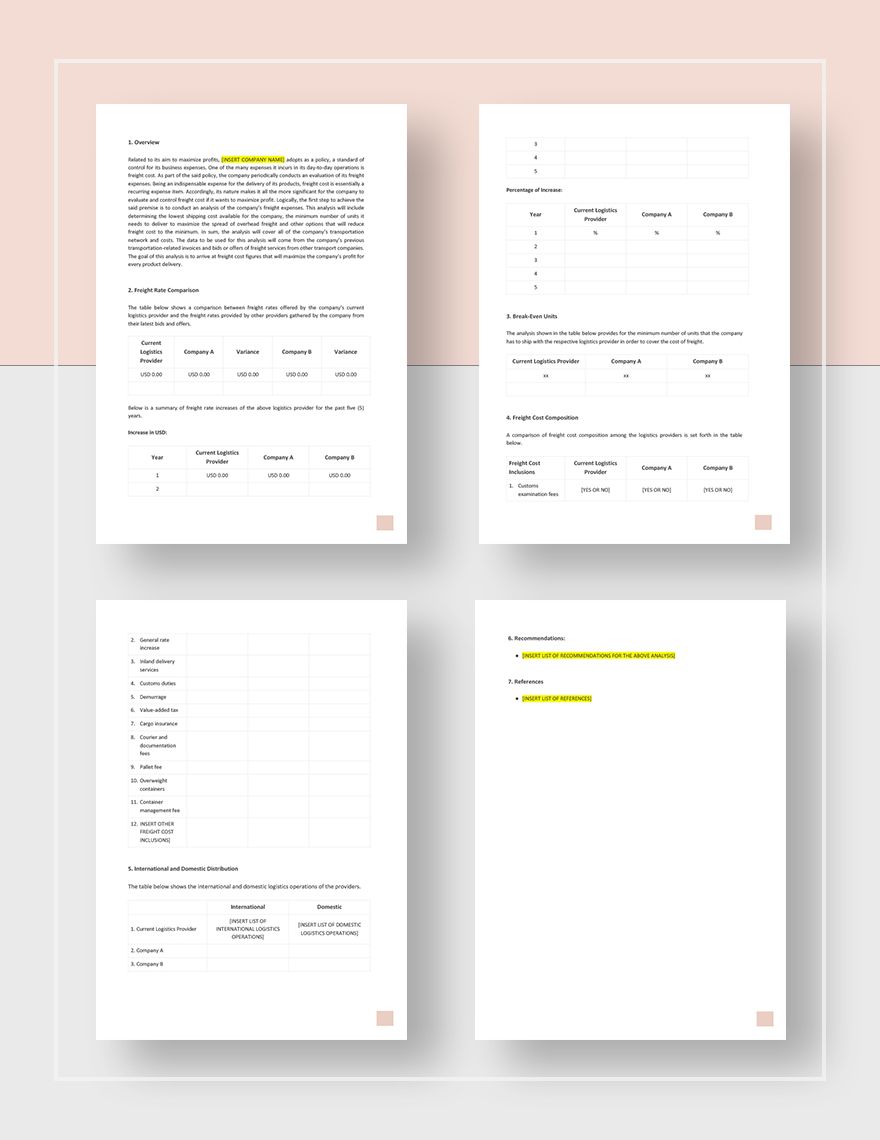 Freight Cost Analysis Template
