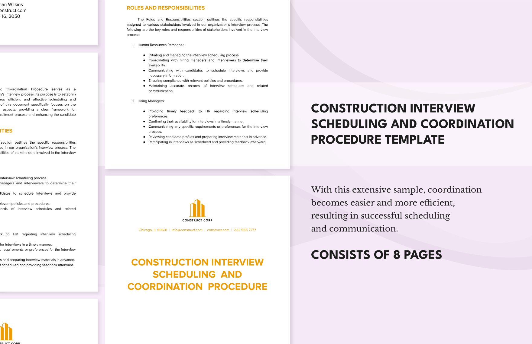 Construction Interview Scheduling and Coordination Procedure Template in Word, Google Docs