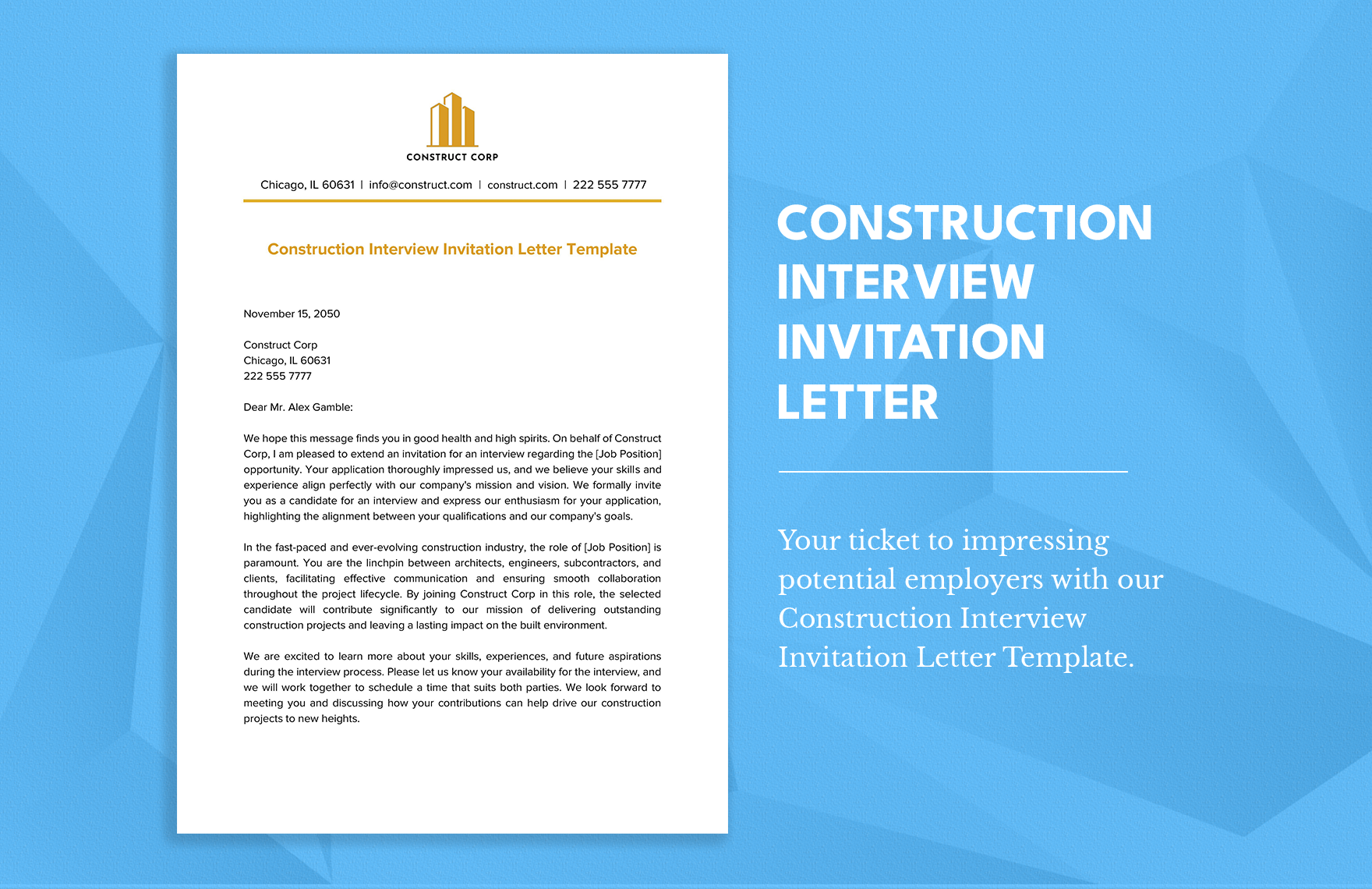 Construction Interview Invitation Letter