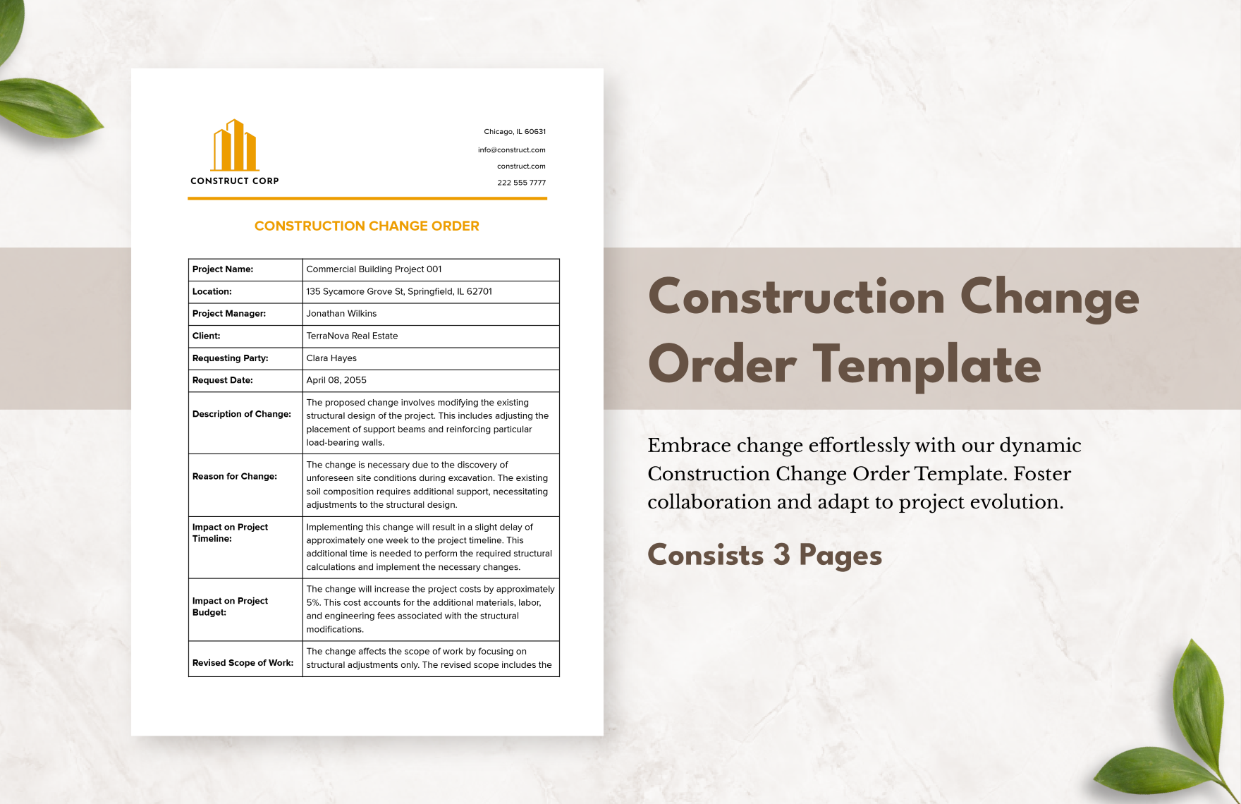 Construction Change Order Template