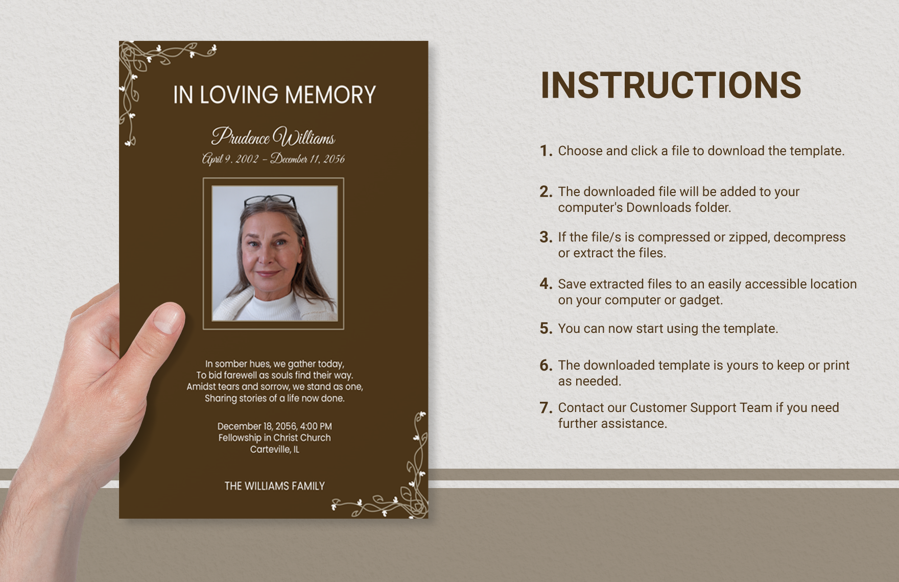 Loving Memory Obituary Card Template