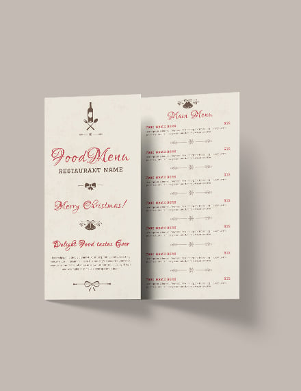 christmas tri fold menu brochure 1x