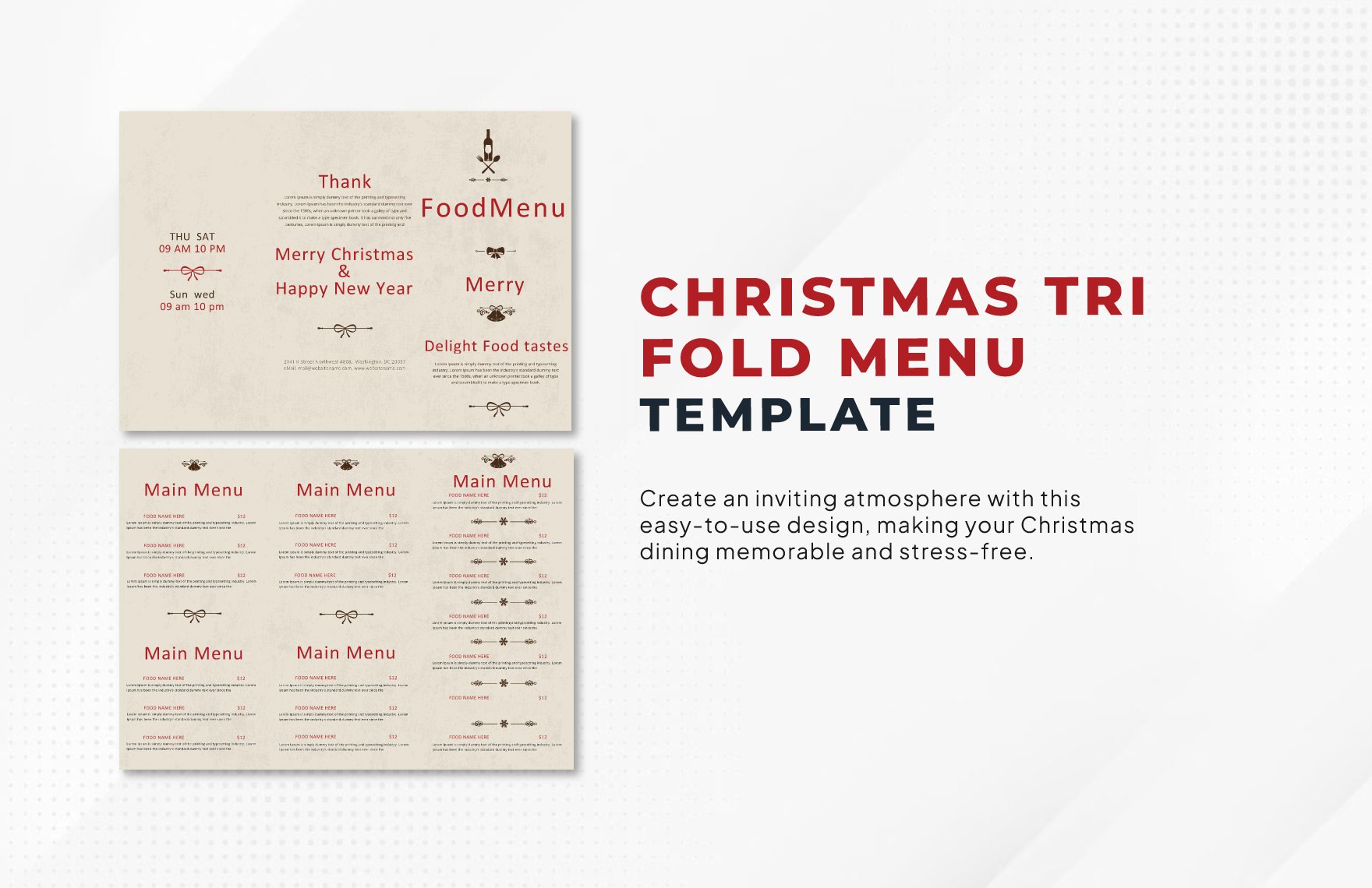 Christmas Tri-Fold Menu Brochure Template