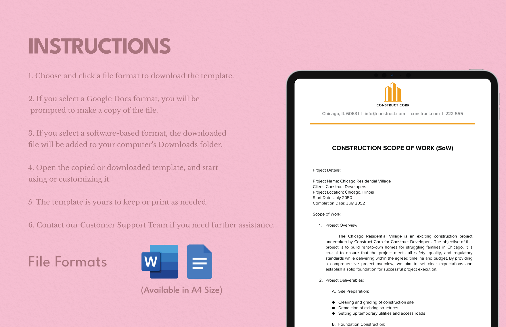 Construction Scope of Work (SoW) Template