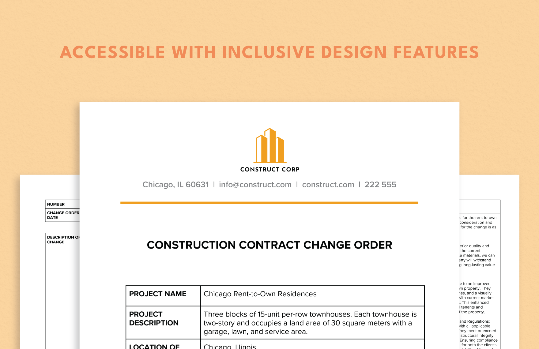 Construction Contract Change Order Template