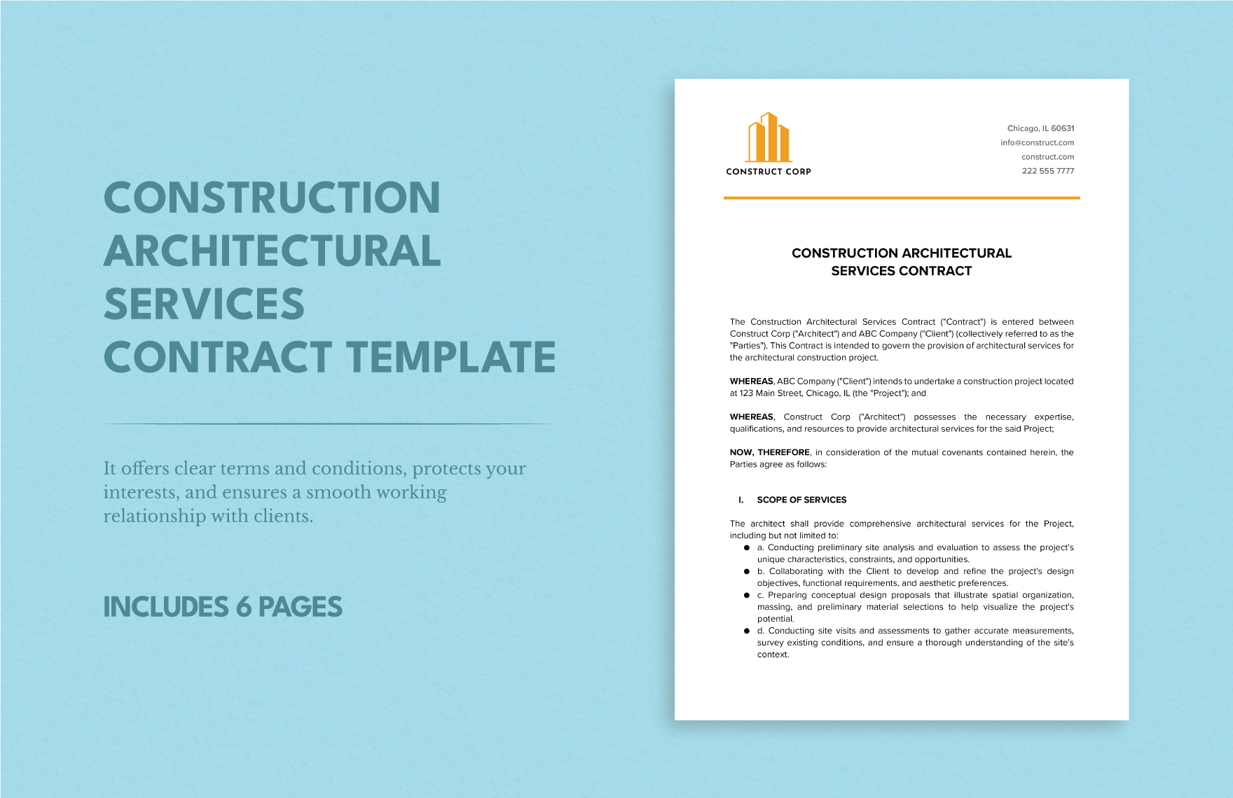 Construction Architectural Services Contract Template