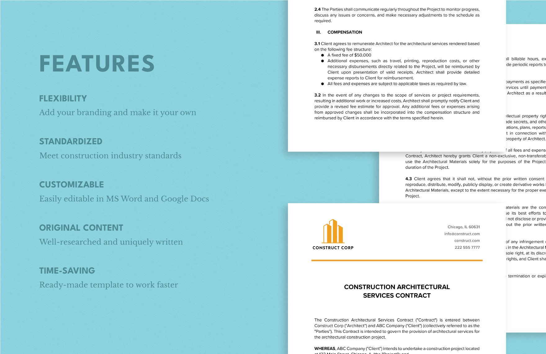 Construction Architectural Services Contract Template