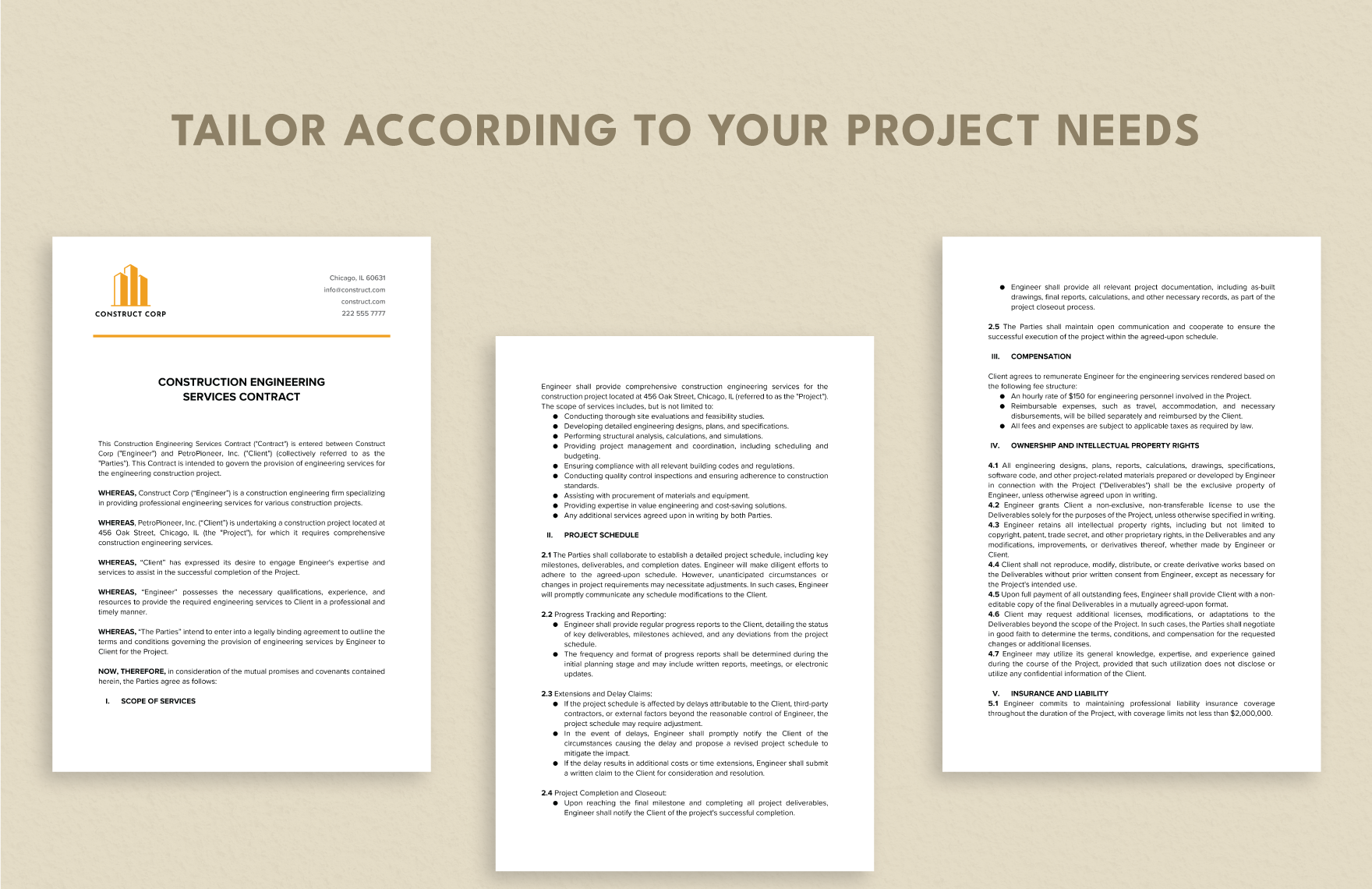 Construction Engineering Services Contract Template