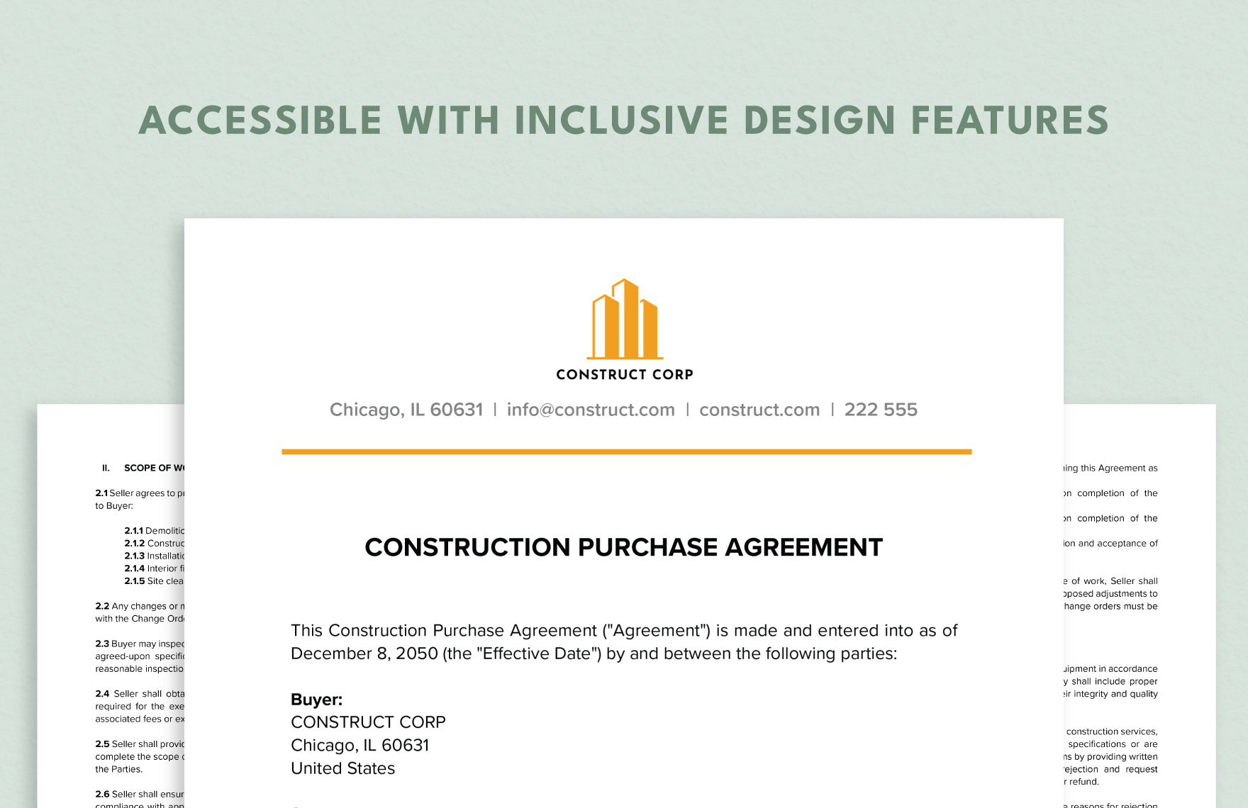 Construction Purchase Agreement Template