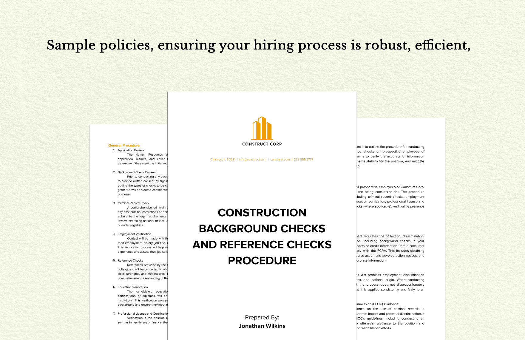 Construction Background Checks and Reference Checks Procedure 